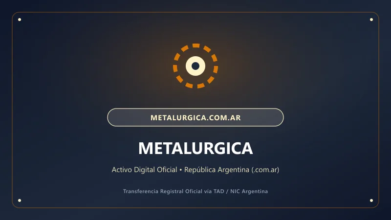 Identidad visual y presentación comercial del nombre de dominio metalurgica.com.ar en venta